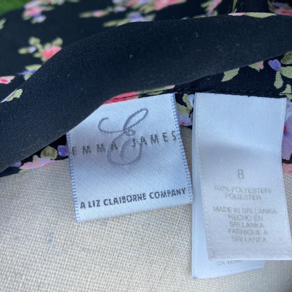 Emma James Black Pink Floral Semi Sheer Short Sleeve Button Up Shirt S - Picture 6 of 6